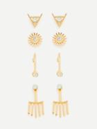 Romwe Rhinestone Detail Retro Earring Set