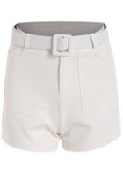 Romwe With Belt White Shorts