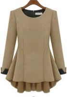 Romwe Zipper Khaki Top With Skirt Detail