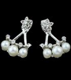 Romwe Silver Pearls Diamond Earrings