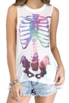 Romwe Shining Skull Print Loose Vest
