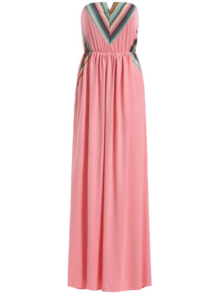 Romwe Strapless V Wire Tribal Print Dress