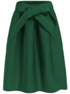 Romwe Bow Flare Green Skirt