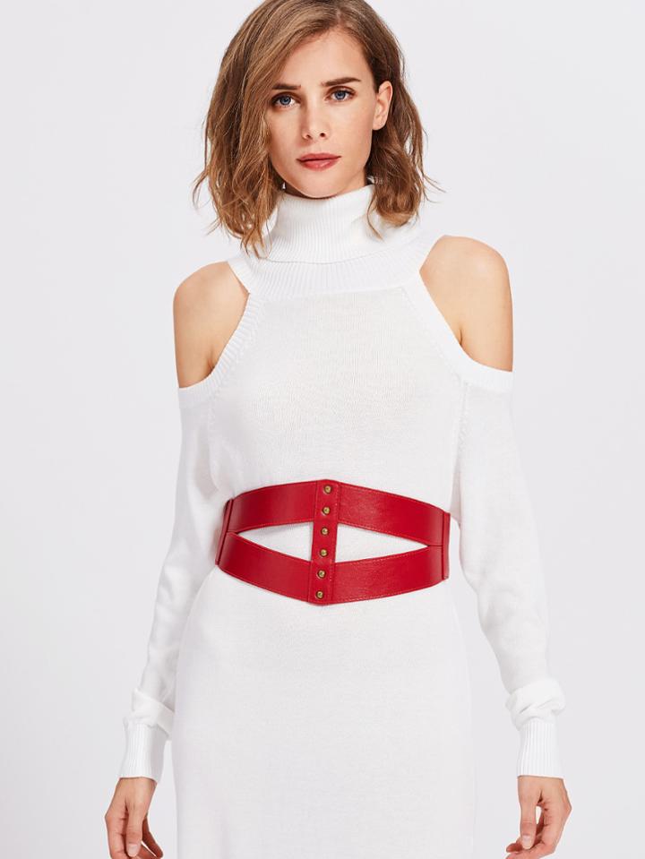 Romwe Triangle Cut Elastic Waist Belt