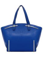Romwe Royal Blue Metal Embellished Pu Tote Bag