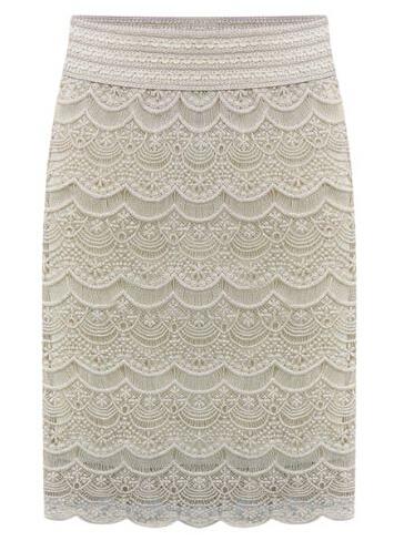 Romwe Crochet Lace White Skirt