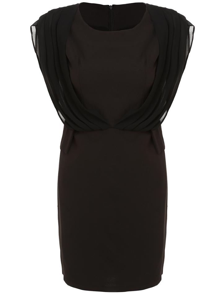 Romwe Black Pleated Peplum Dress