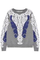 Romwe Romwe Floral Print Grey Jumper