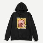 Romwe Guys Graphic Patched Letter Print Drawstring Hoodie