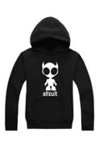 Romwe Alien Print Casual Black Hoodie