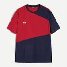 Romwe Guys Two-tone Badge Patched Tee
