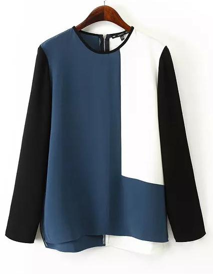 Romwe Color Block Loose Blouse