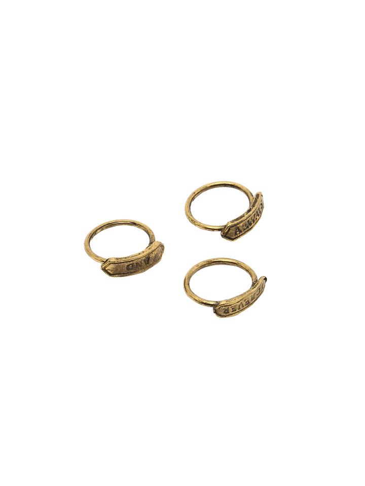 Romwe Golden Retro Minimalist Letters Ring Set - 3 Pcs