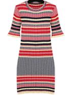 Romwe Ruffle Sleeve Striped Knit Dress