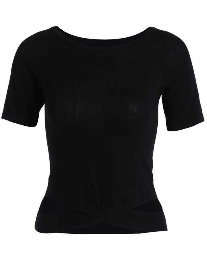 Romwe Knit Hollow Slim T-shirt