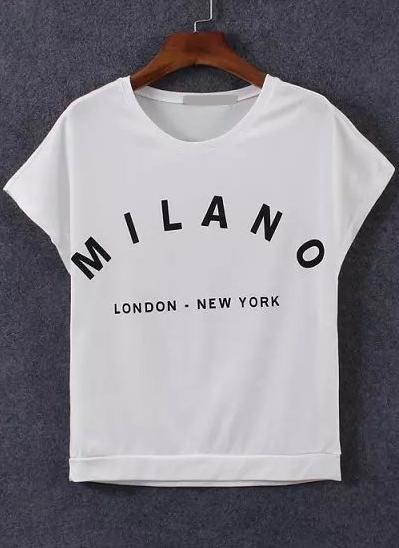 Romwe Letter Print Casual T-shirt