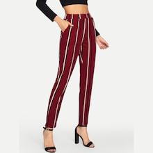 Romwe Elastic Waist Pinstripe Cigarette Pants