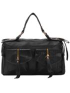 Romwe Zip Embellished Dual Flap Pocket Bag