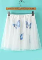Romwe Elastic Waist Butterfly Print Pleated Skirt