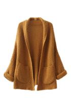 Romwe Rolled-cuffs Double Pockets Loose Cardigan