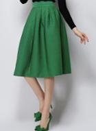 Romwe Green High Waist Plaid Skirt
