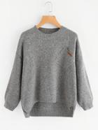 Romwe Dip Hem Patch Pocket Sweater