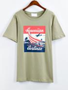Romwe Green Graphic Print T-shirt