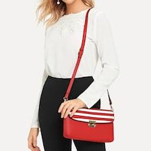 Romwe Striped Detail Flap Crossbody Bag