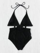 Romwe Cutout Detail Triangle Monokini