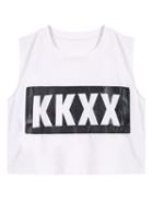 Romwe Kkxx Print Crop White Vest