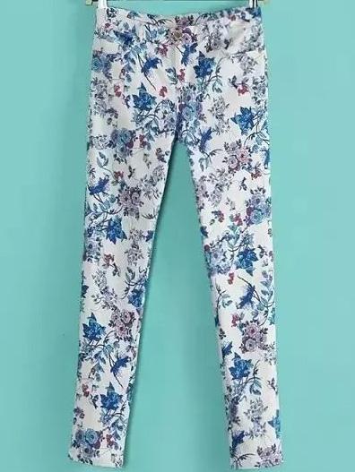 Romwe Florals Slim Pant