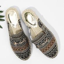 Romwe Geometric Print Flat Espadrilles