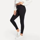 Romwe Embroidery Button Detail Pants
