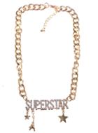 Romwe Gold Diamond Superstar Chain Necklace