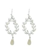 Romwe Aulic Style Silver Plated Imitation Crystal Hanging Leaf Daily Wear Earrings