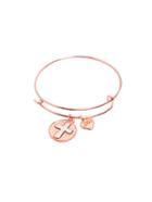 Romwe Rose Gold Cross Relief Charm Expandable Bangle