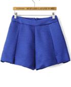 Romwe Blue Zipper Loose Shorts