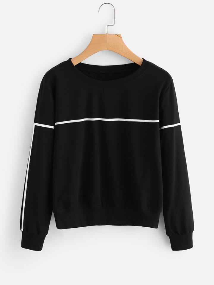 Romwe Line Print Sweatshirt