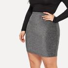 Romwe Plus Elastic Waist Glitter Bodycon Skirt