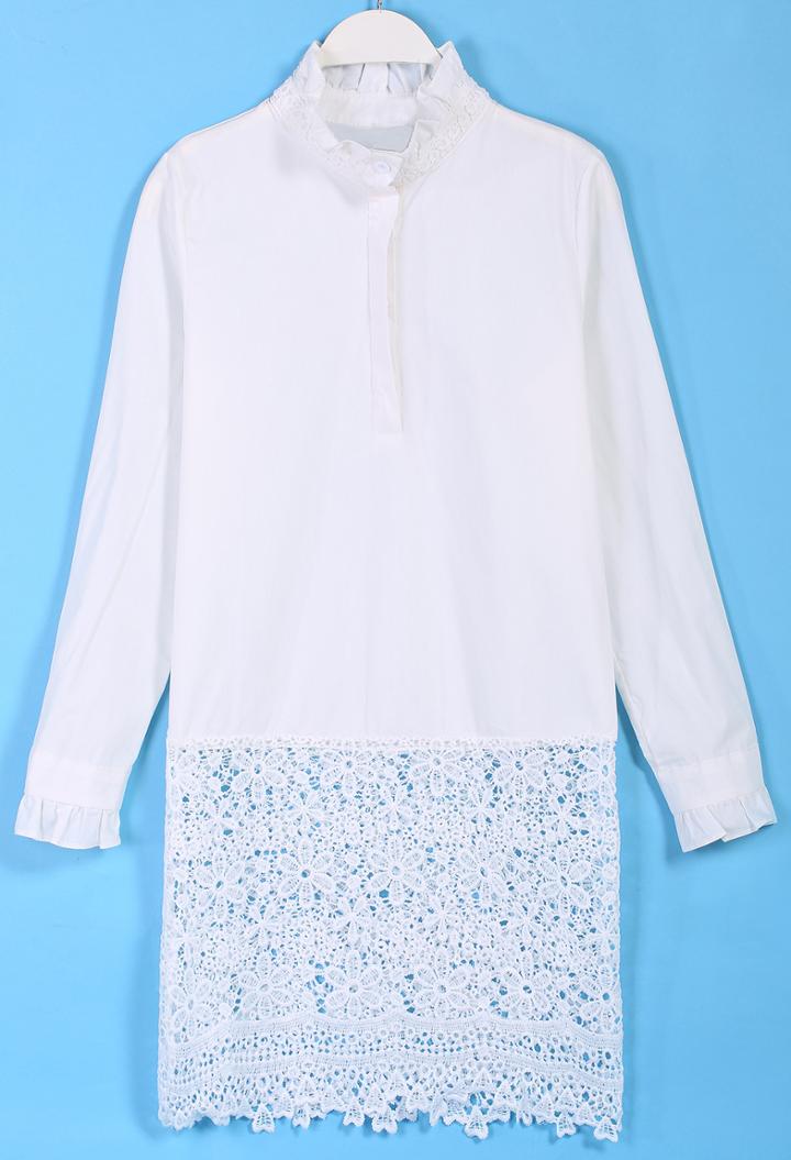 Romwe Flouncing Collar Lace Blouse