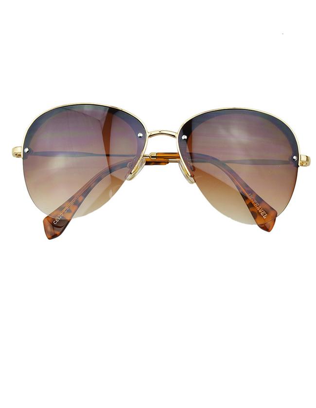 Romwe Coffee Pilot Women Sunglasses