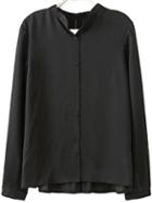 Romwe Long Sleeve Pleated Blouse