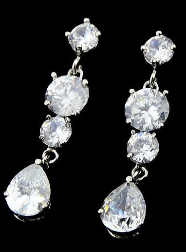 Romwe White Drop Gemstone Silver Earrings