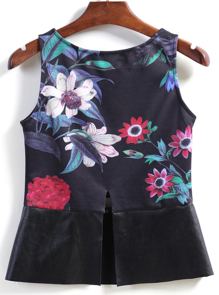 Romwe Florals Back Split Tank Top