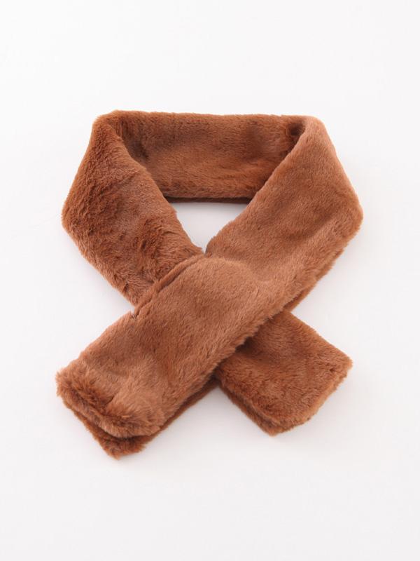 Romwe Coffee Faux Fur Tippet Scarf