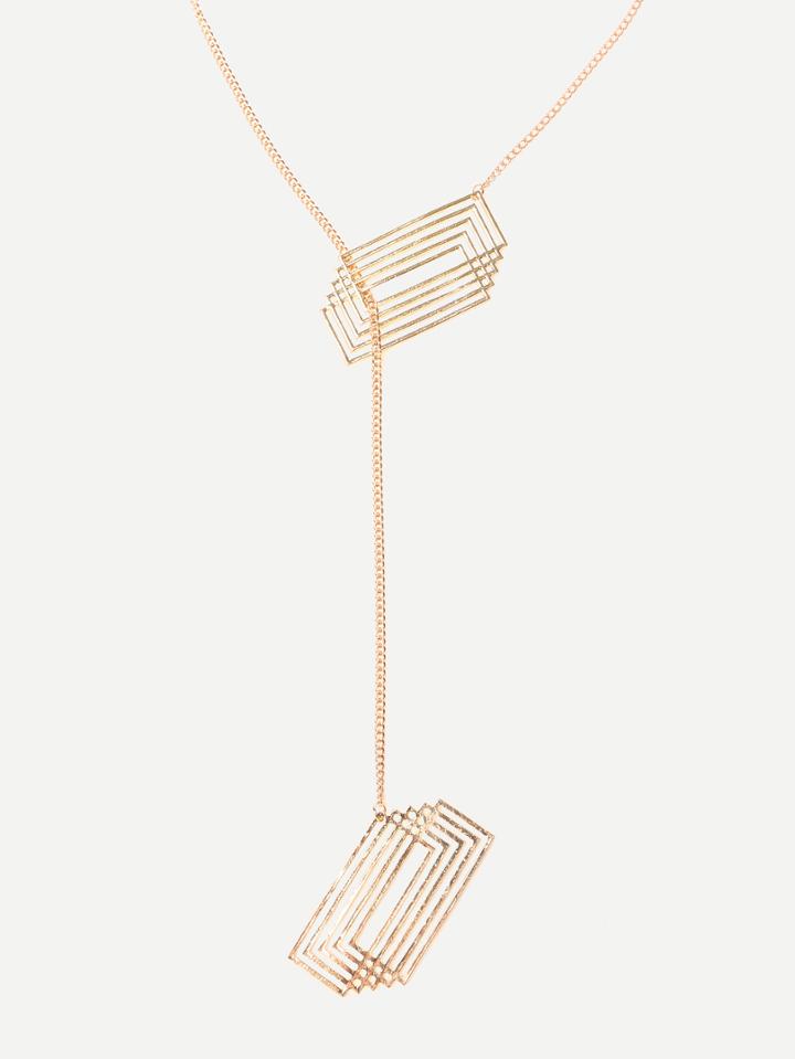 Romwe Golden Geometric Pendant Necklace