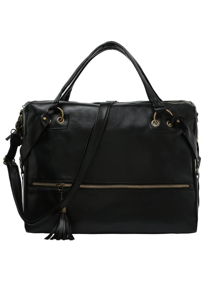 Romwe Faux Tasselled Zip Shoulder Bag