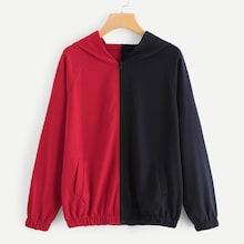Romwe Zip Up Cut And Sew Letter Print Jacket