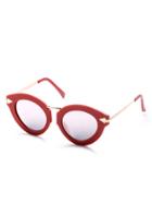 Romwe Pink Chunky Frame Metal Arm Cat Eye Sunglasses