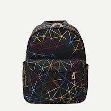 Romwe Geometric Print Pocket Front Backpack